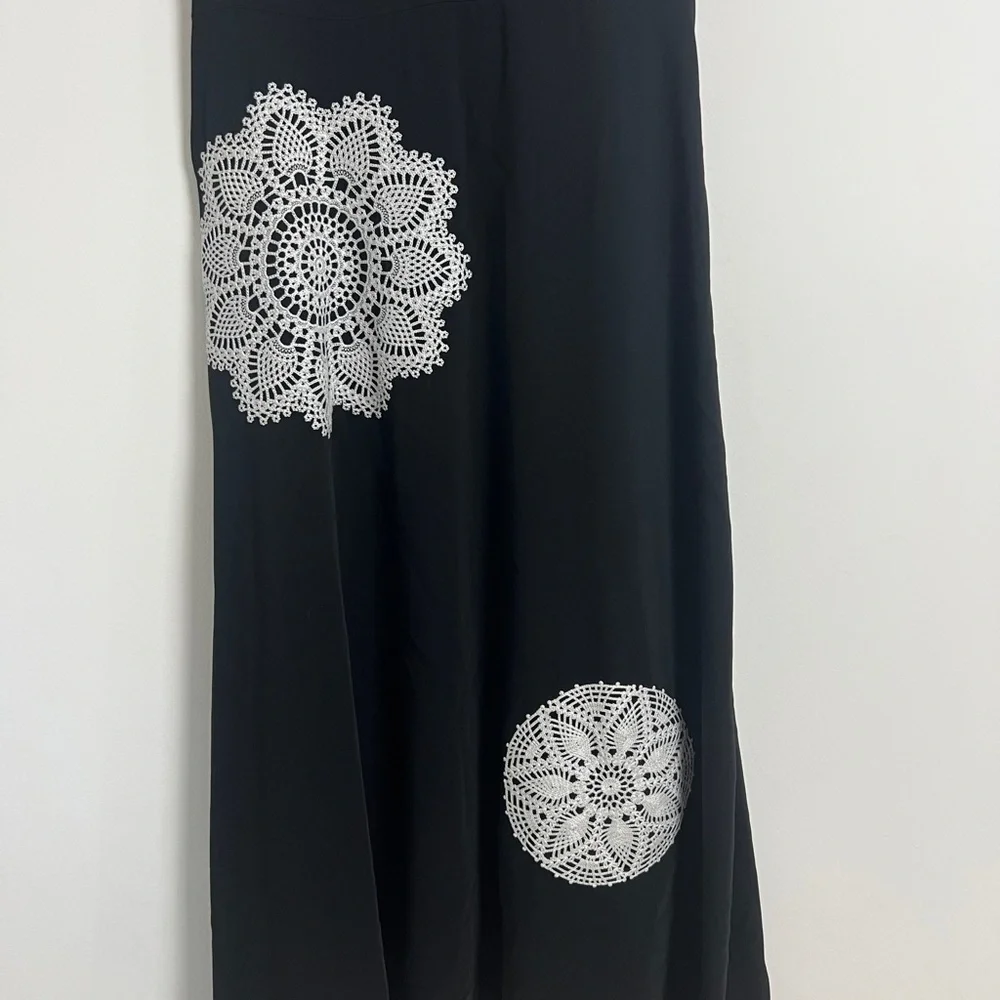 Tory Burch Black Embroidered Lace Applique Resort Collection‎ Sleeveless Dress